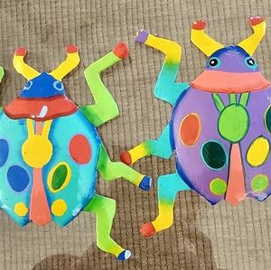 Metal hanging beetles.